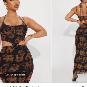 Black and brown skirt and crop top set
